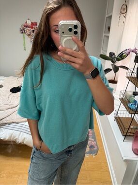 WILT 100% Cashmere Oversized Sweater Teal Blue (L)